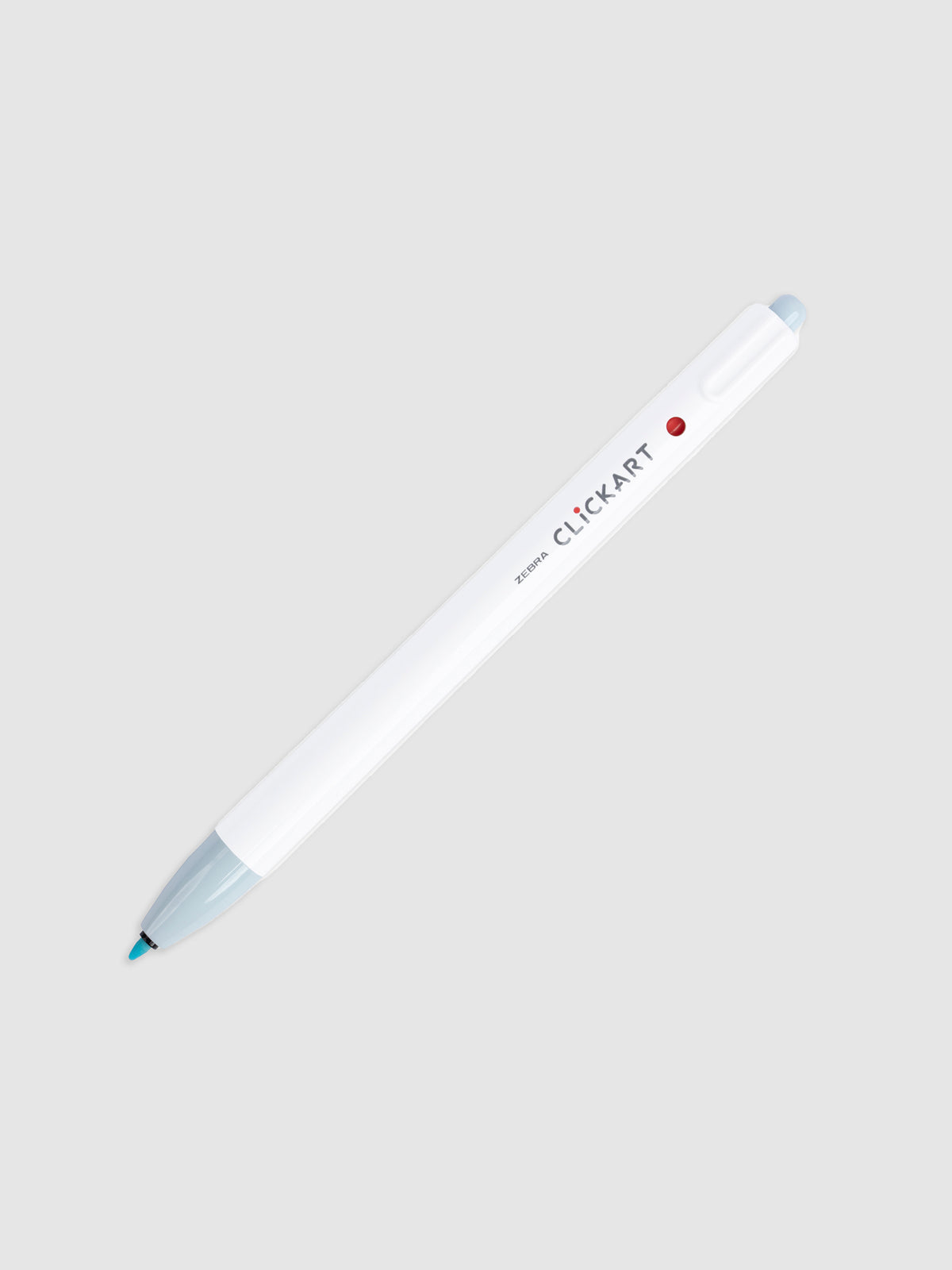 Powder Blue marker with nib exposed turned to the right on a neutral background.