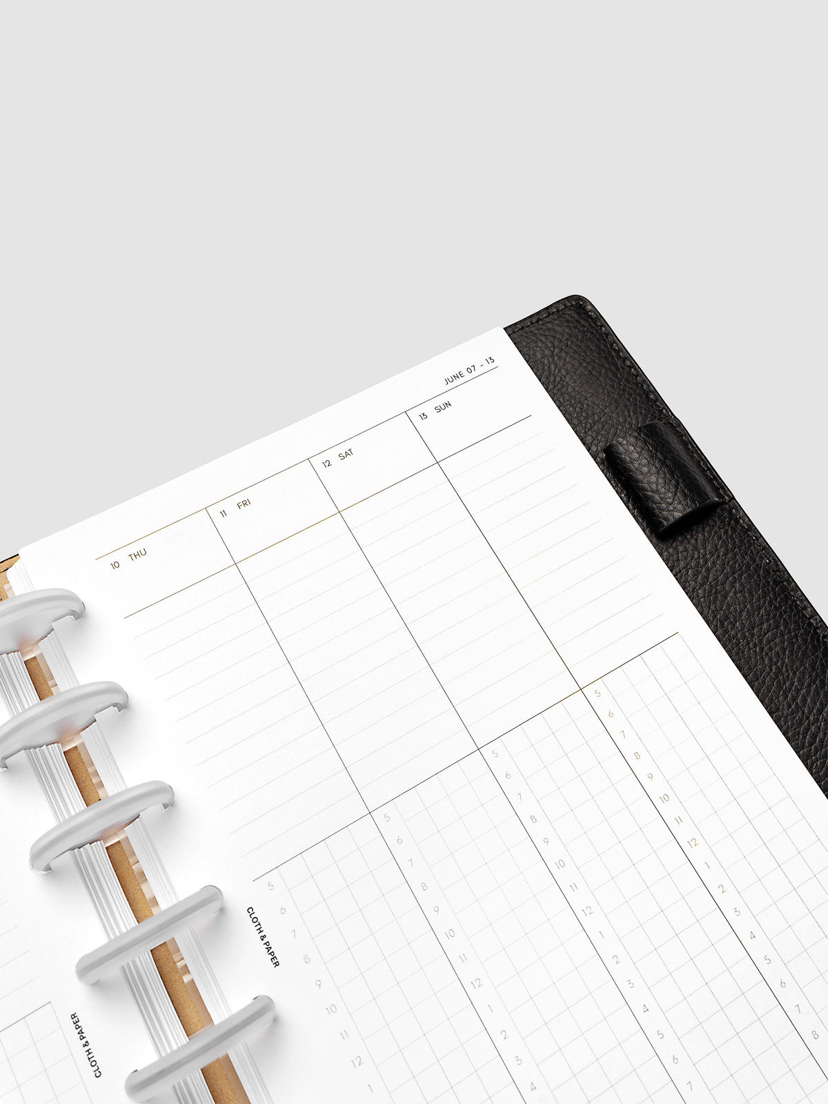 Half Letter 8-Disc Punch right page detail showing lined section in a planner