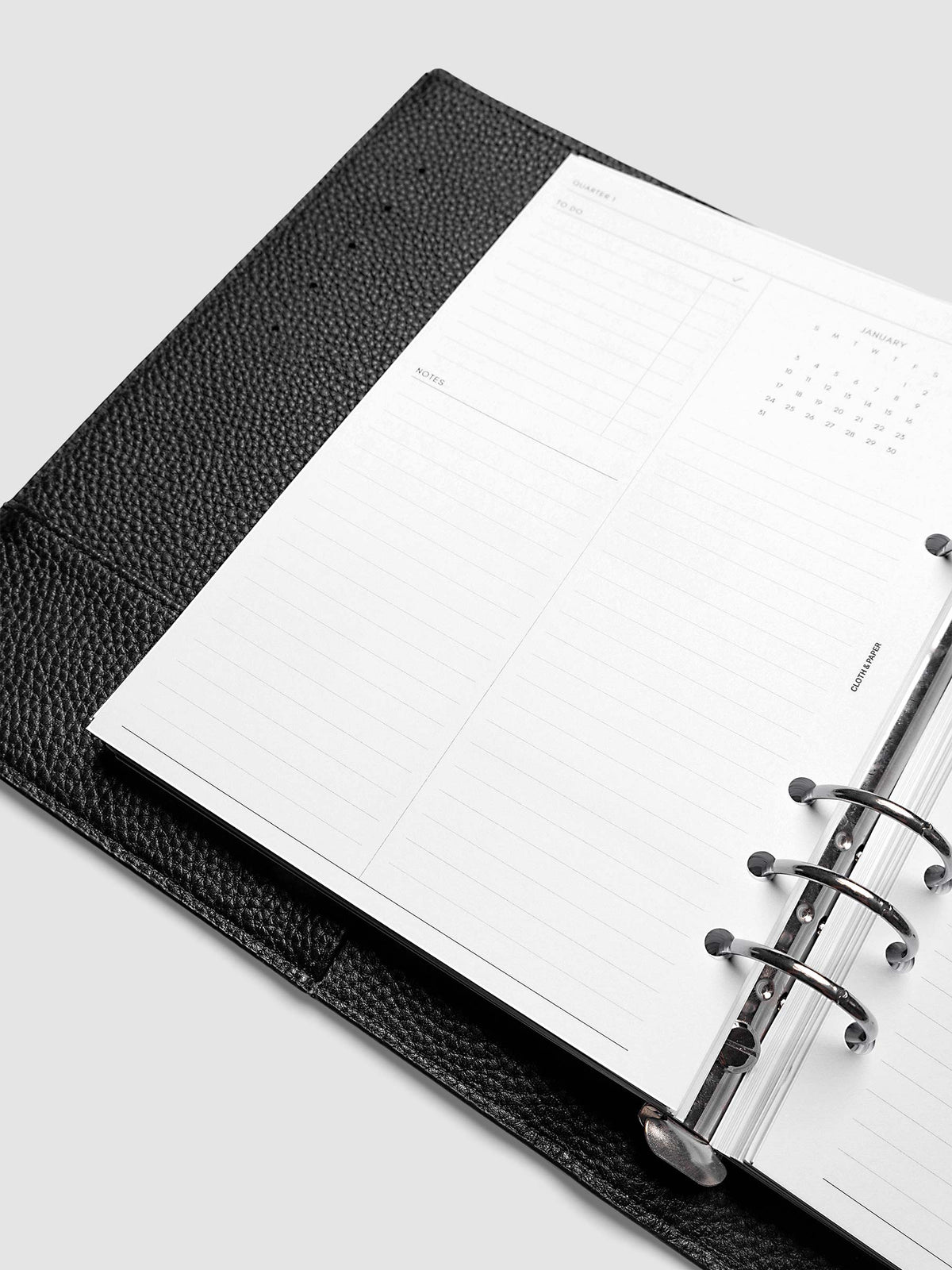 2027 Dated Yearly Overview Planner Inserts Sunday Start, A5 6-Ring Punch, close-up of the bottom of the left page showing the notes section